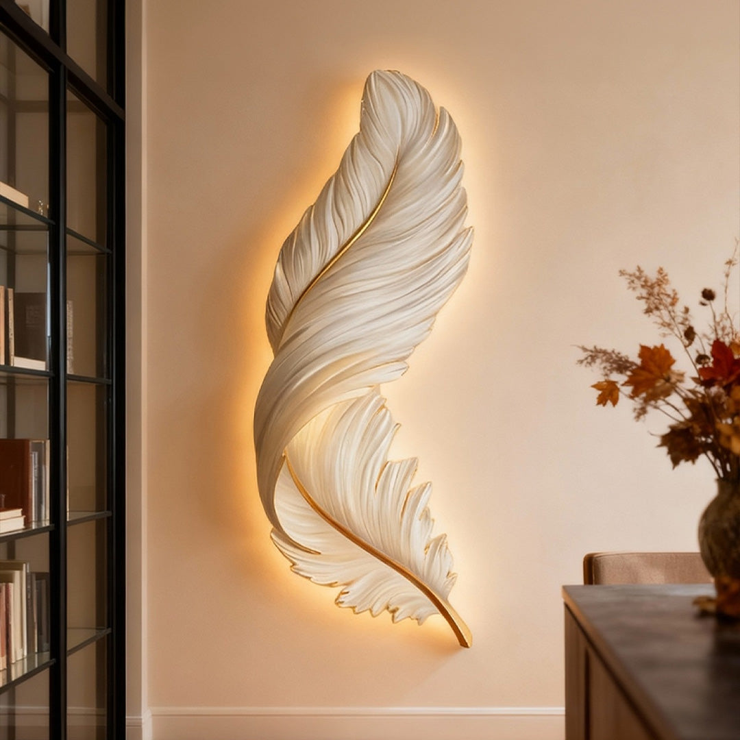 Feder-Wandkunst mit LED-Beleuchtung – Dimmbar & USB-betrieben – Modernes Wandbild-Lighting > Wall Lights > LED Wall Art-Lumensis-60 x 180 cm-Blau-Lumensis