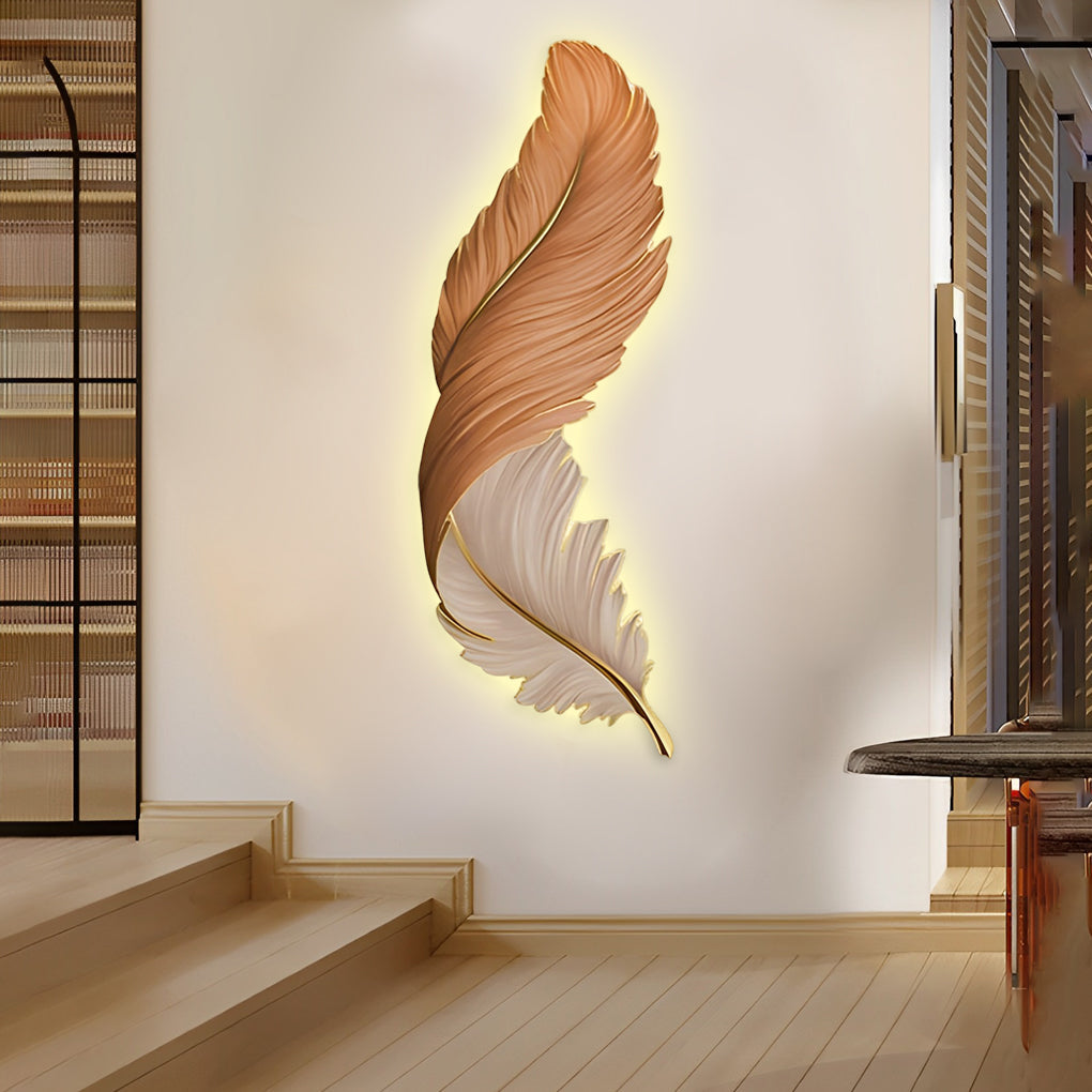 Feder-Wandkunst mit LED-Beleuchtung – Dimmbar & USB-betrieben – Modernes Wandbild-Lighting > Wall Lights > LED Wall Art-Lumensis-30 x 80 cm-Orange-Lumensis