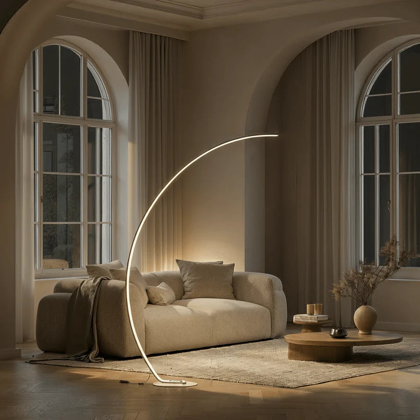 Designer LED Bogenlampe Modern – Ultraschlanke Stehleuchte-Lumensis-Weiß-Lumensis