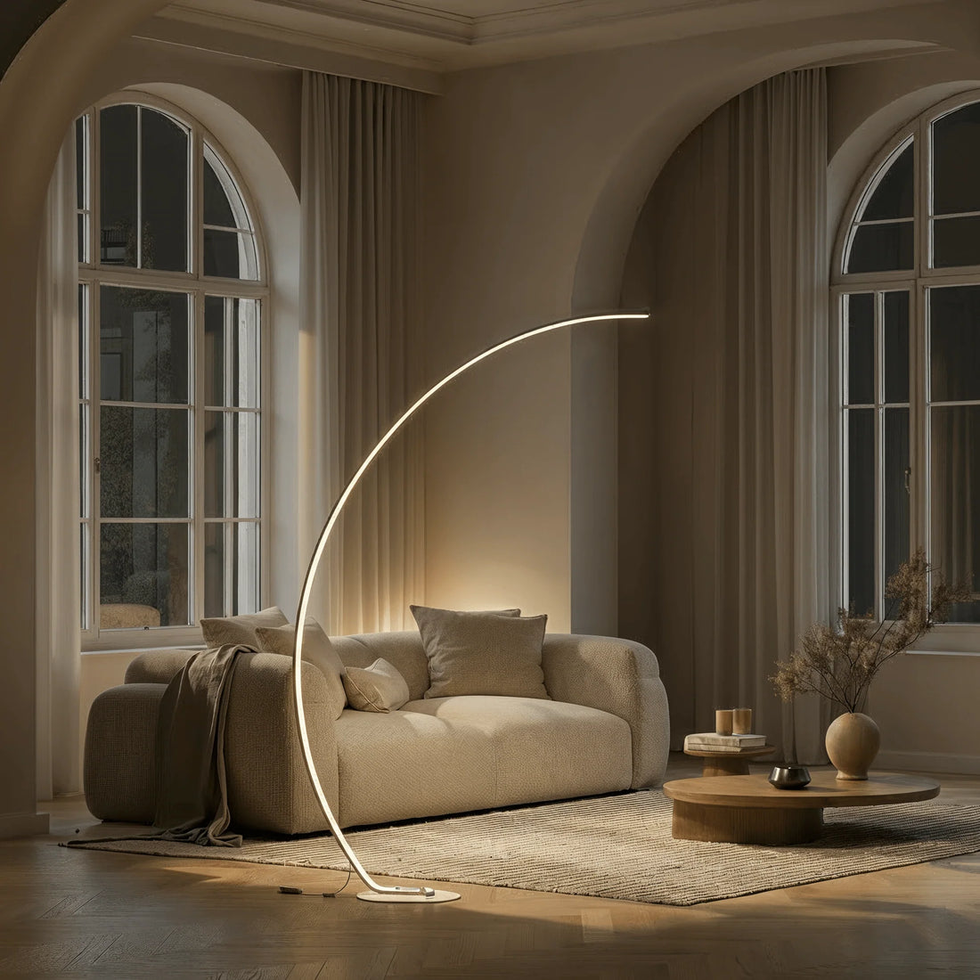 Designer LED Bogenlampe Modern – Ultraschlanke Stehleuchte-Lumensis-Weiß-Lumensis