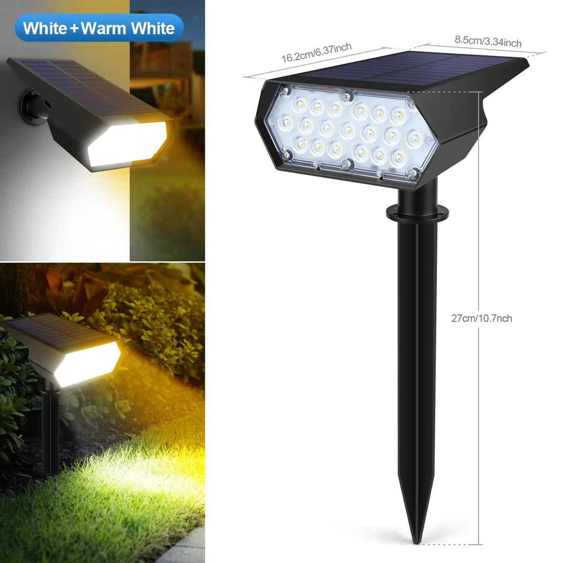LED Solar-Wandleuchte Downlight – Verstellbar & Wasserdicht IP65-Lighting > Outdoor Lighting > Outdoor Wall Lighting > Outdoor Wall Sconces-Lumensis-Weiß-2 Stück-Lumensis