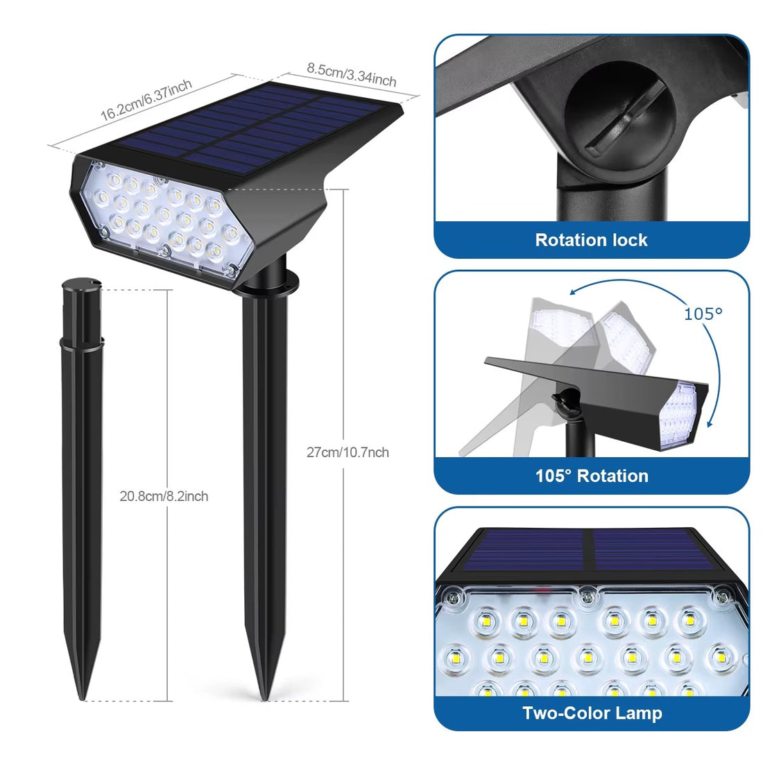 LED Solar-Wandleuchte Downlight – Verstellbar & Wasserdicht IP65-Lighting > Outdoor Lighting > Outdoor Wall Lighting > Outdoor Wall Sconces-Lumensis-Weiß-2 Stück-Lumensis