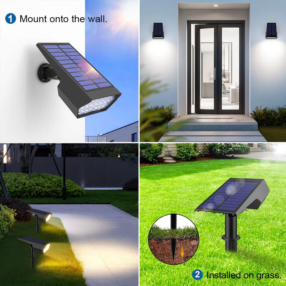 LED Solar-Wandleuchte Downlight – Verstellbar & Wasserdicht IP65-Lighting > Outdoor Lighting > Outdoor Wall Lighting > Outdoor Wall Sconces-Lumensis-Weiß-2 Stück-Lumensis