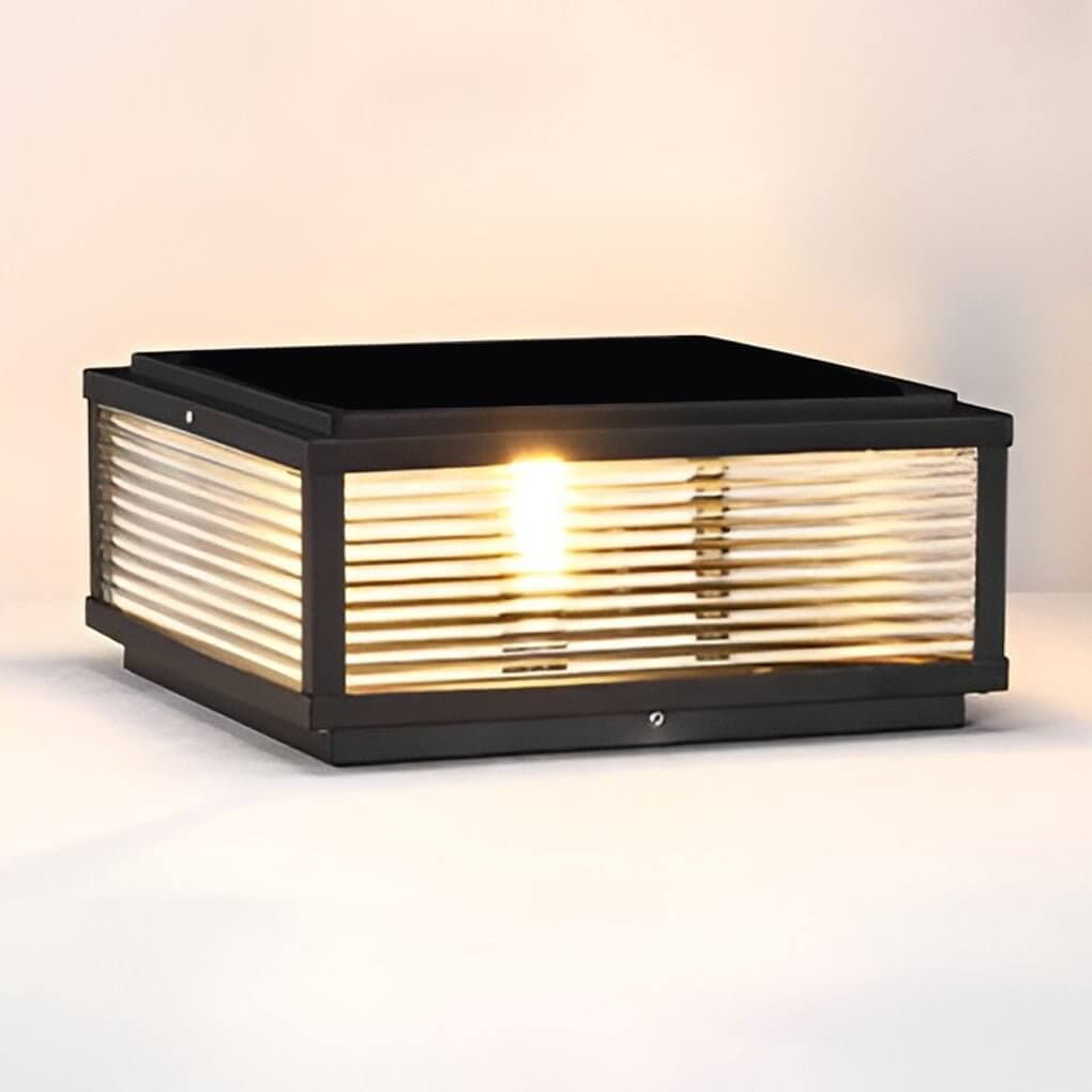 Quadratische LED Säulenleuchte – Riffelglas-Design – Solar oder Festanschluss-Lighting > Outdoor Lighting > Outdoor Post Lights > Pillar Lights-Lumensis-Solar-25 cm-Lumensis