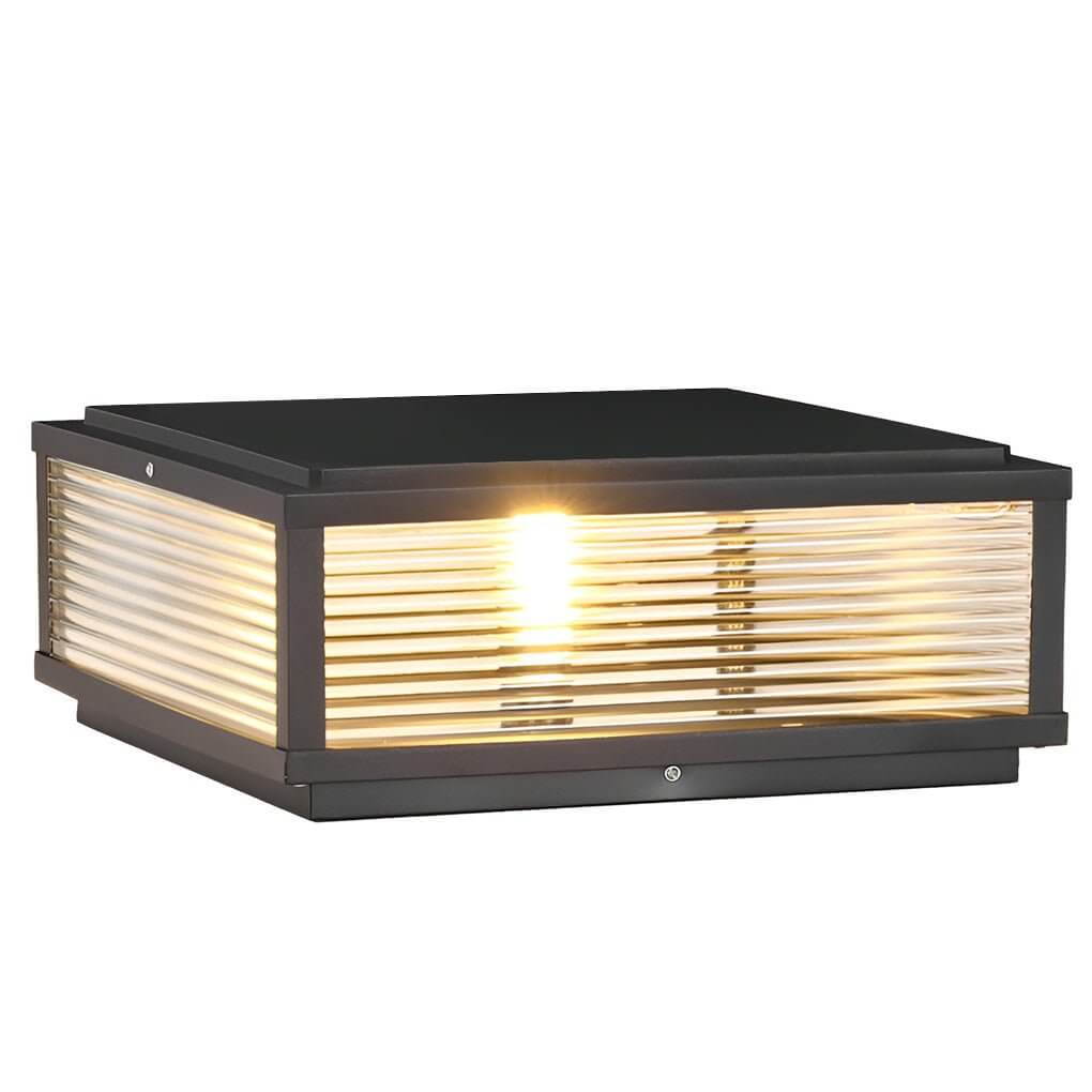 Quadratische LED Säulenleuchte – Riffelglas-Design – Solar oder Festanschluss-Lighting > Outdoor Lighting > Outdoor Post Lights > Pillar Lights-Lumensis-Solar-25 cm-Lumensis
