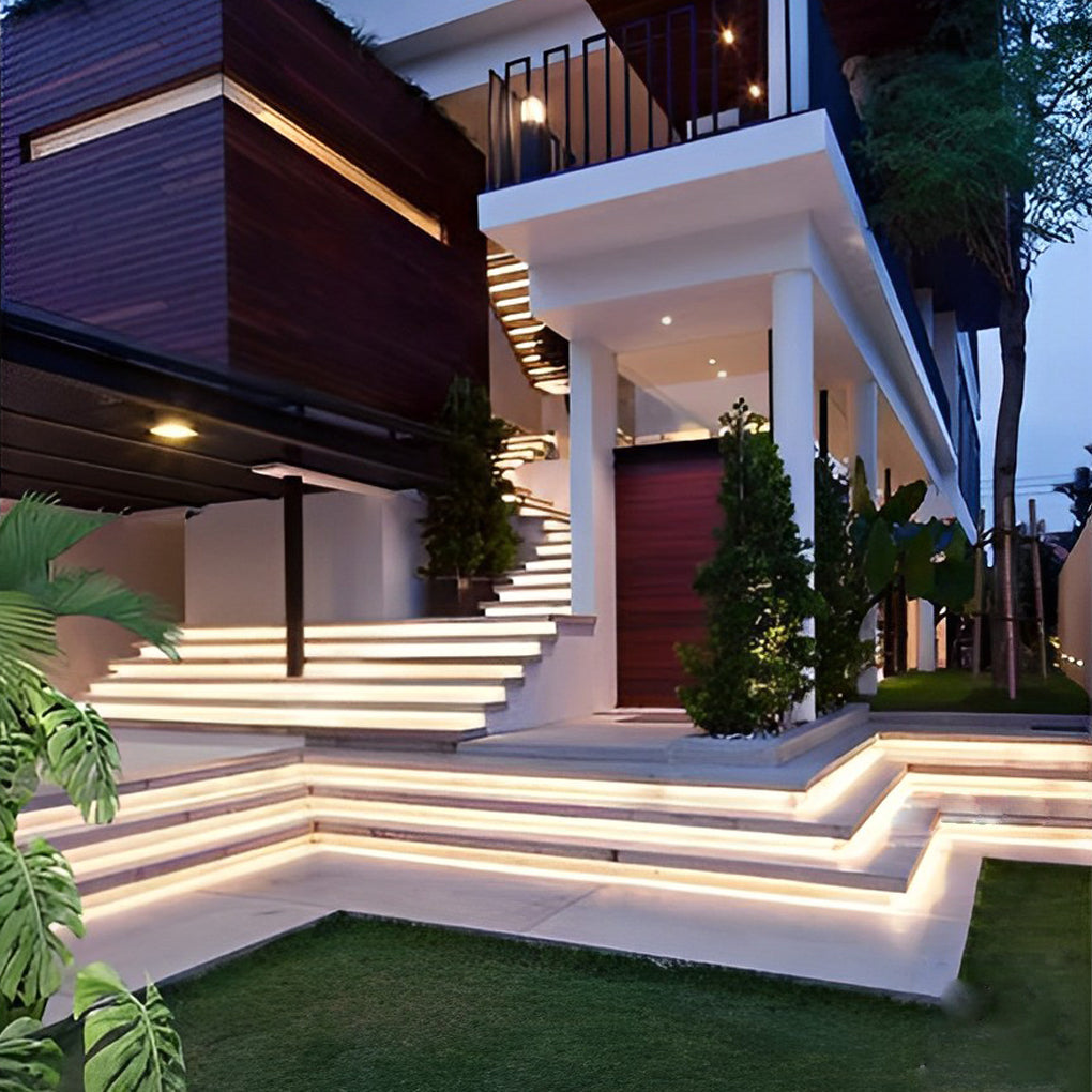 LED Treppenbeleuchtung Außen 24V – Flexibel & Wasserdicht (Zuschneidbar)-Lighting > Outdoor Lighting > Landscape Lighting > Step & Deck Lights-Lumensis-Flach-Warmweiß-Lumensis