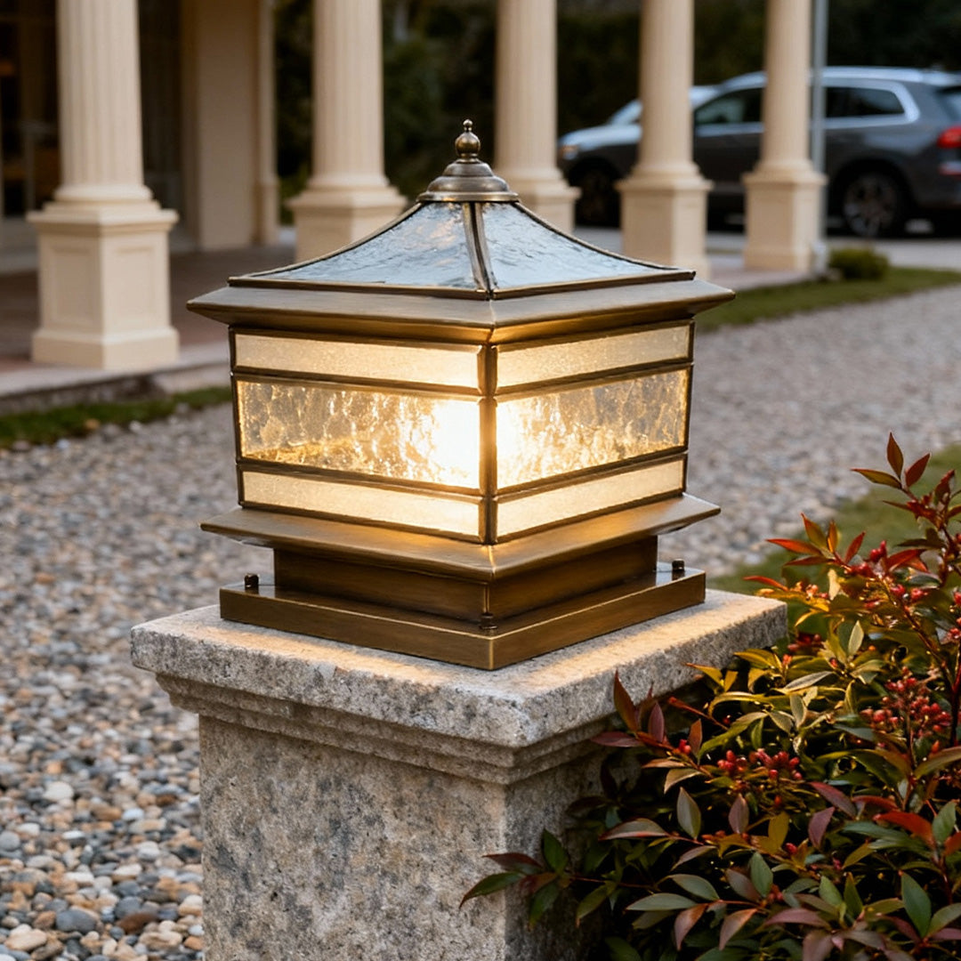 Antike Solar-Sockelleuchte – Wetterfeste LED-Gartenlampe für Mauern-Lighting > Outdoor Lighting > Outdoor Post Lights > Pillar Lights-Lumensis-25 X 25 X 30cm-Fest verdrahtet-Lumensis