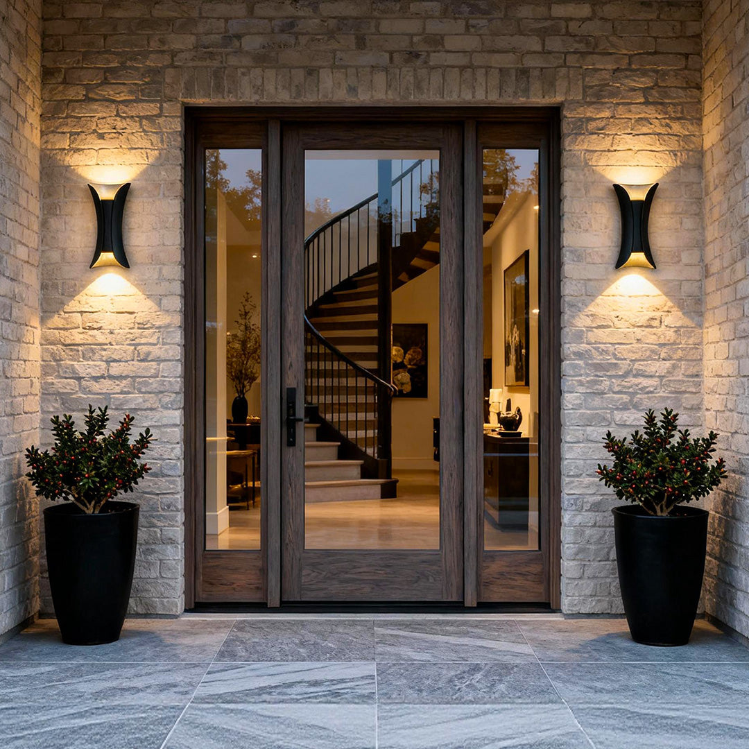 Design LED Up & Down Wandleuchte – IP54 Wetterfest – 4 Farbkombinationen-Lighting > Outdoor Lighting > Outdoor Wall Lighting > Up & Down Wall Lights-Lumensis-Schwarz/Gold-7 x 7 x 15 cm-Lumensis