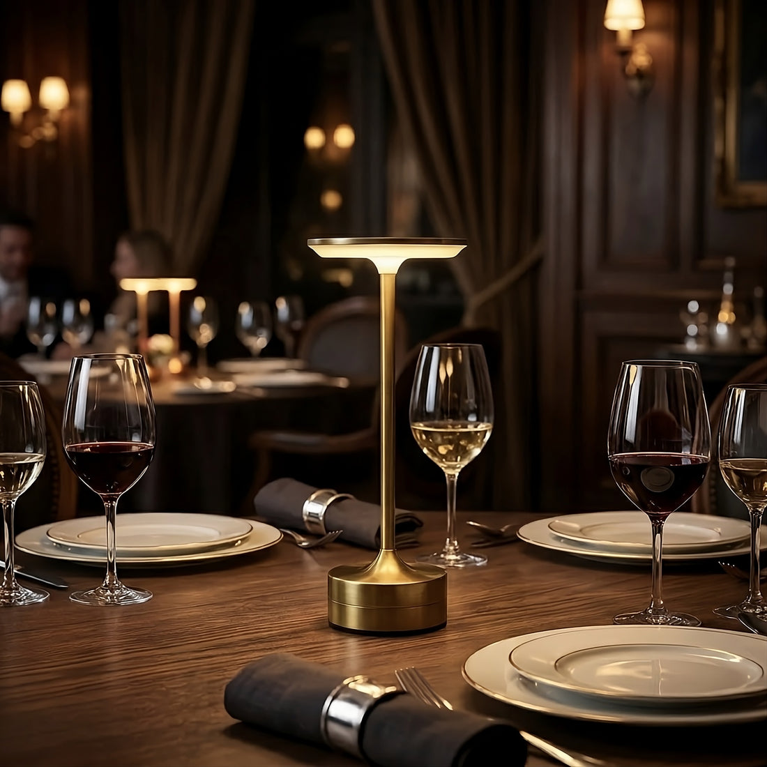 Elegante LED Tischlampe für Restaurant & Bar – Kabellos, Dimmbar & Modern-Lumensis-Gold-Lumensis