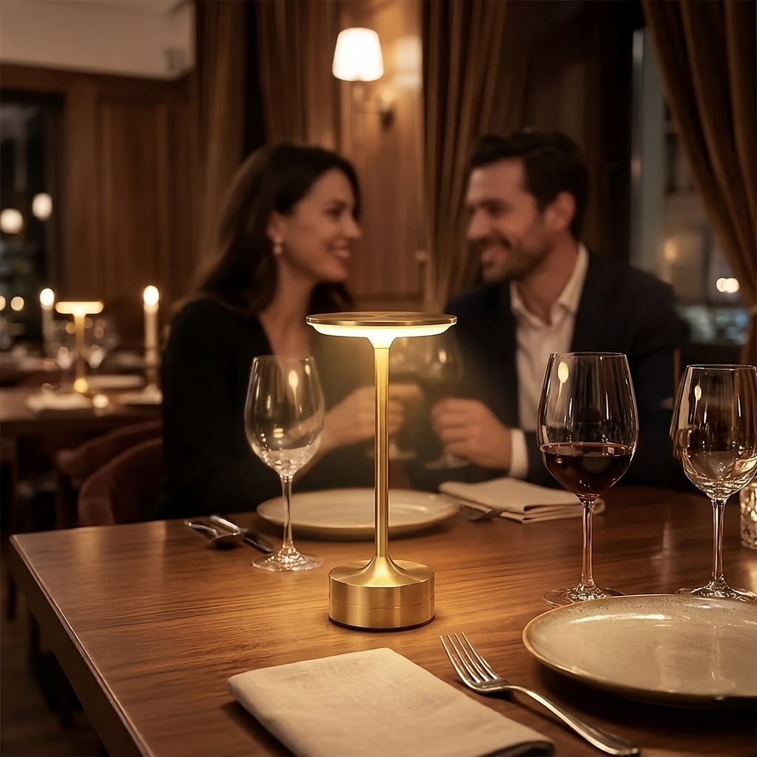 Elegante LED Tischlampe für Restaurant & Bar – Kabellos, Dimmbar & Modern-Lumensis-Schwarz-Lumensis