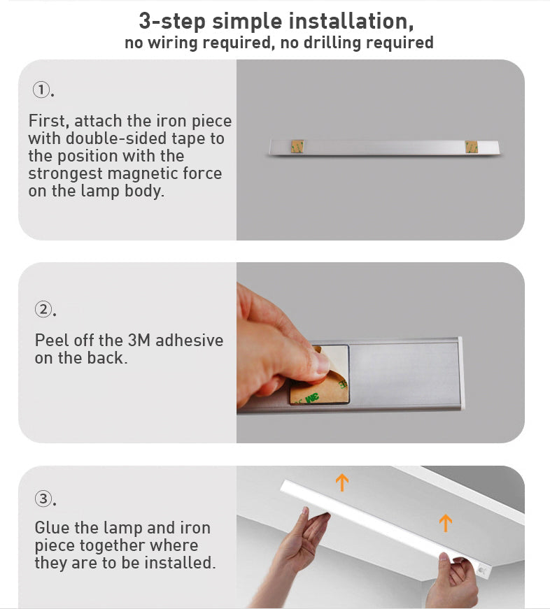 Kabellose LED Unterbaubeleuchtung – Mit Bewegungssensor & USB-Akku – Ultraflach-Lighting > Wall Lights > Undercabinet Lights-Lumensis-Silber-Weiß-Lumensis